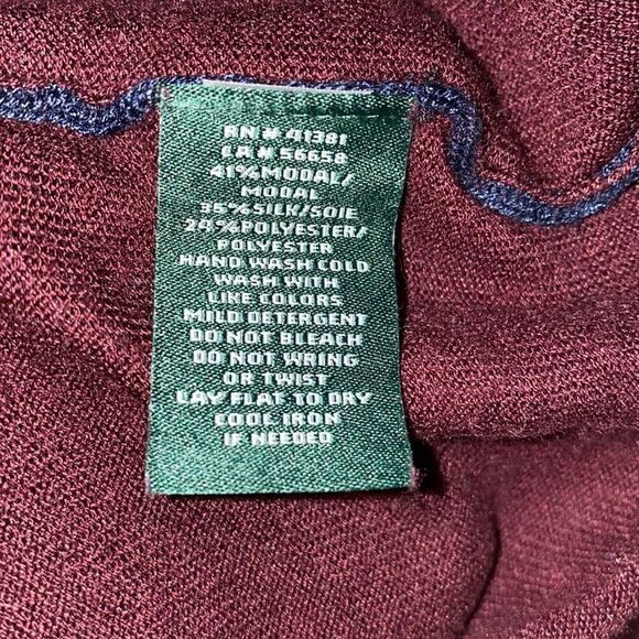 LAUREN Ralph Lauren Maroon and Navy Poncho Sweater - Picture 6 of 6